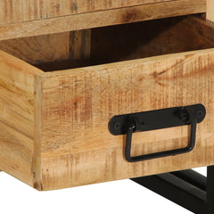 Angle Industrial Iron and  Solid Mango Wood Bedside Table 45