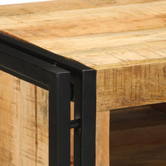 Angle Industrial Iron and  Solid Mango Wood Bedside Table 45
