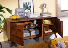 Gfine Sideboard with three doors made of solid Sheesham wood 130x40x76Cm