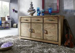 Gfine Sideboard with four doors and two drawers made of solid Sheesham wood 145x45x86Cm