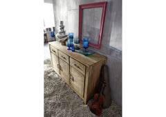 Gfine Sideboard with four doors and two drawers made of solid Sheesham wood 145x45x86Cm