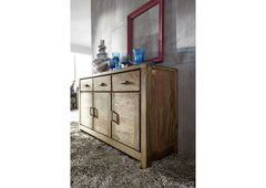 Gfine Sideboard with four doors and two drawers made of solid Sheesham wood 145x45x86Cm