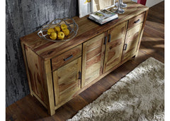 Gfine Sideboard with four doors and two drawers made of solid Sheesham wood 175x45x86Cm