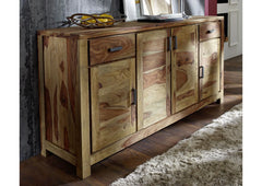 Gfine Sideboard with four doors and two drawers made of solid Sheesham wood 175x45x86Cm