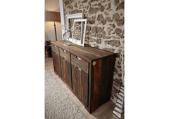 Gfine Sideboard with three doors and three drawers made of solid sheesham wood 145x45x85Cm