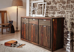 Gfine Sideboard with three doors and three drawers made of solid sheesham wood 145x45x85Cm