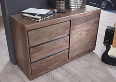 Gfine Sideboard with single door and three drawers made of solid Sheesham wood 127x46x76cm