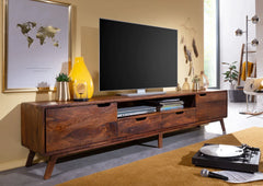 Gfine TV unit with two doors and two drawers made of solid sheesham wood 175x40x50Cm