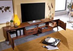 Gfine TV unit with two doors and two drawers made of solid sheesham wood 175x40x50Cm