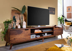 Gfine TV unit with two doors made of solid sheesham wood 175x40x50cm