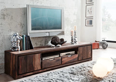 Gfine TV unit with two doors and two drawers made of solid Sheesham wood 175x45x47Cm