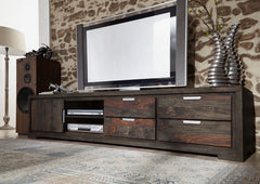 Gfine TV unit with single door and four drawers made of solid sheesham wood 172x40x48Cm