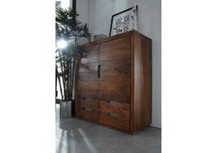 Gfine Sideboard with two doors and four drawers made of solid Sheesham wood 83x45x116Cm