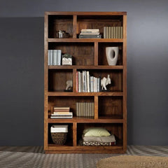 Gfine Bookshelf made of solid sheesham wood Brown 115x40x175Cm