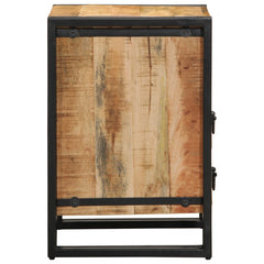Angle Industrial Iron and  Solid Mango Wood Bedside Table 45