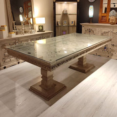 Indian Hand Carved Solid Wood Dining Table 09