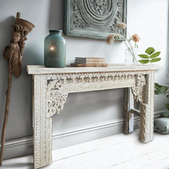 Heritage Heirlooms Solid Wooden Oriental Style Wooden Carved Console Table