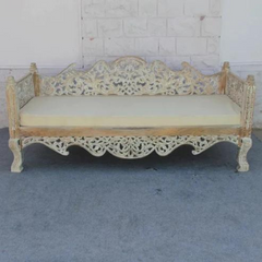 Carved Oasis Hand Carved Floral Carvings Wooden Sofa Daybed