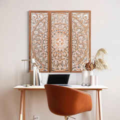 Heritage Heirlooms Solid Mango Wood Decorative Hand Carved Square Wall Panel