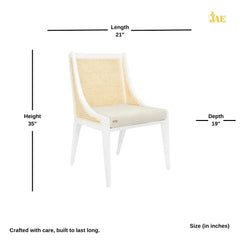 Rattan Elegance Series Wooden Cane Rattan Dining Chair (White)