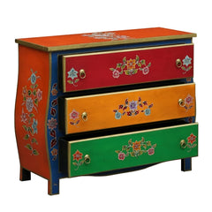 Brush & Timber Handmade Mango Wood Wooden Handpainted Chest of Drawer Cabinet