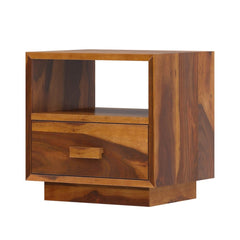 Boston Indian Furniture Brocton Solid Wood End Table With Single Drawer