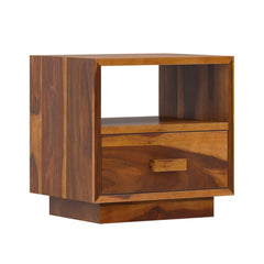 Boston Indian Furniture Brocton Solid Wood End Table With Single Drawer