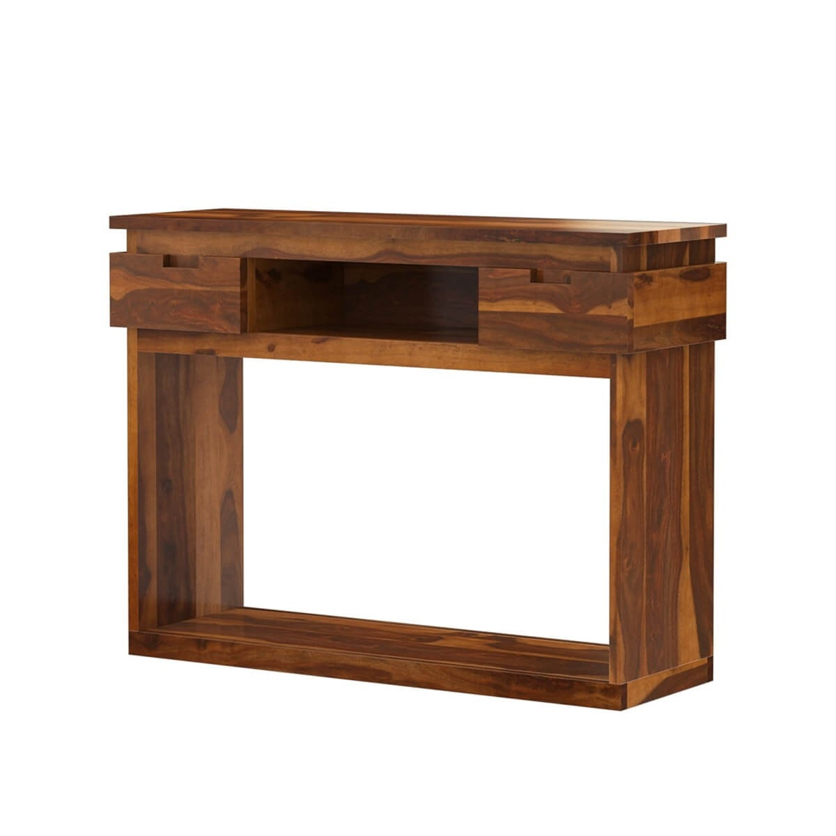 Modern Simplicity Rustic Solid Wood Console Table with 2 Drawers