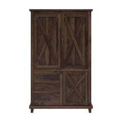 X - Design Rustic Farmhouse Solid Wood Large Clothing Armoire Wardrobe