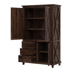 X - Design Rustic Farmhouse Solid Wood Large Clothing Armoire Wardrobe