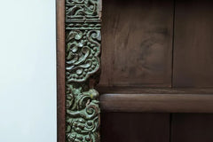 Indian Antique Vintage Hand Carved Solid Wood Bookshelf Cabinet B61