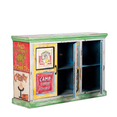 Retro Hand Painted Wooden Sideboard In Multicolor