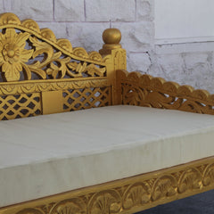 Mughal Garden Hand Carved Balinese Daybed Golden