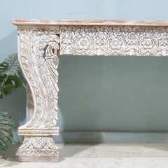 Handmade Indian Furniture Solid Hard Wood Carved Console Table 150x40x80Cm