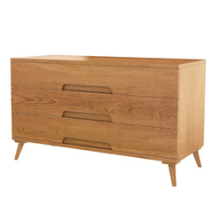 Avalon Indian Teak Wood Scandi-Modern Dresser With 3 Drawers