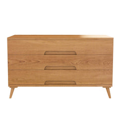 Avalon Indian Teak Wood Scandi-Modern Dresser With 3 Drawers