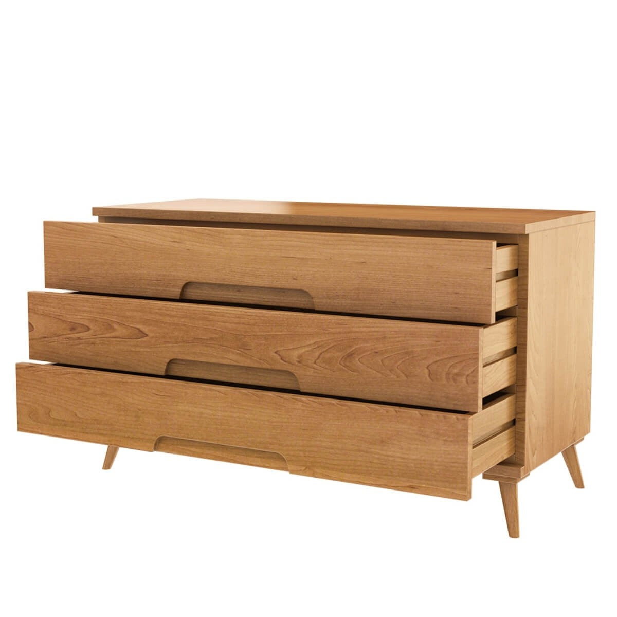 Avalon Indian Teak Wood Scandi-Modern Dresser With 3 Drawers