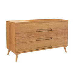 Avalon Indian Teak Wood Scandi-Modern Dresser With 3 Drawers