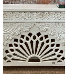 Mehrab Wooden Carved Entryway Console Table White