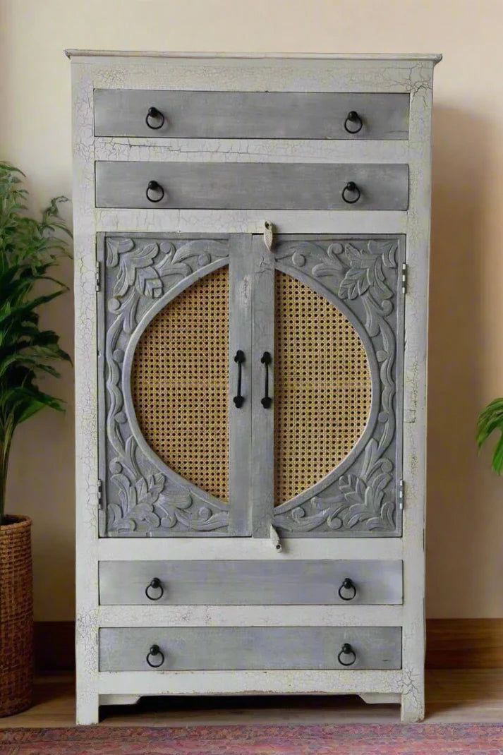 Indian Hand Carved Solid Wood Cabinet D57