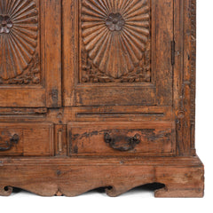 Antique Indian Hand Carved Solid Wood Almirah Cabinet Wardrobe 02