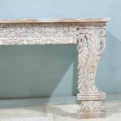 Handmade Indian Furniture Solid Hard Wood Carved Console Table 150x40x80Cm