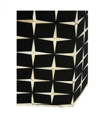 Maaya Bone Inlay Round drum Side Table Black Geometric