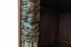 Indian Antique Vintage Hand Carved Solid Wood Bookshelf Cabinet B61
