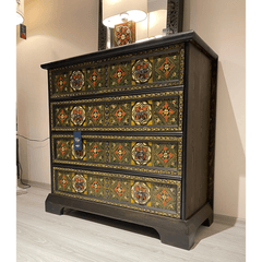 Mughal Hand Painted Solid Wood Chest of Drawers D19