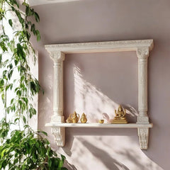Hand Carved White Washed Archway Wall Shelf 04