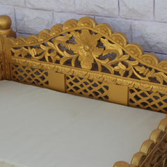 Mughal Garden Hand Carved Balinese Daybed Golden