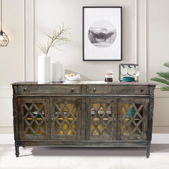 French Arch Style Solid Wood 4 Door Sideboard A9