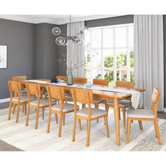 Boston Indian Solid Wood Extendable Dining Table & Chair Set Natural