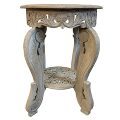 Vintage Hand Carved Solid Wood Side Table 44
